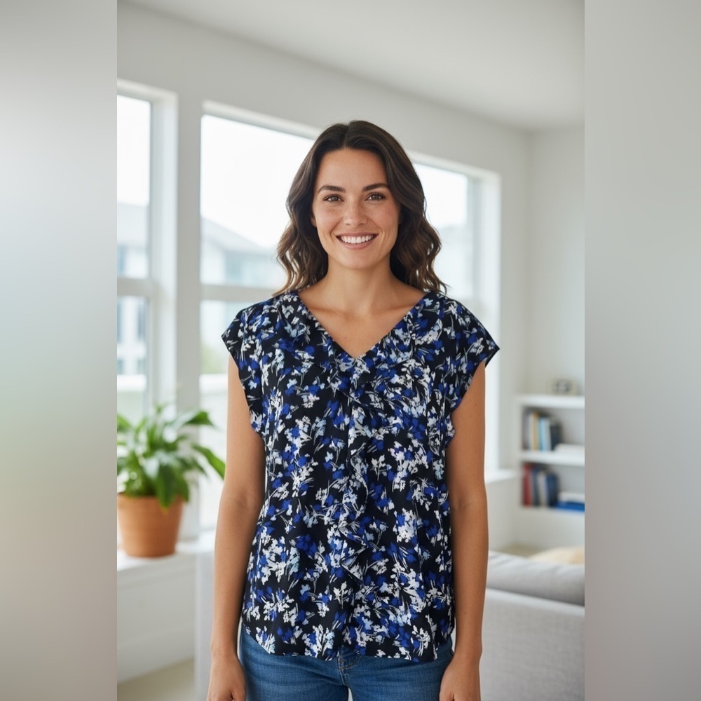 Elle Women’s Floral Print Blouse – Size XL